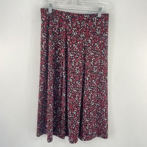 NWT Christopher Banks Black Polyester Pink Red Hearts A-Line Skirt Women M
